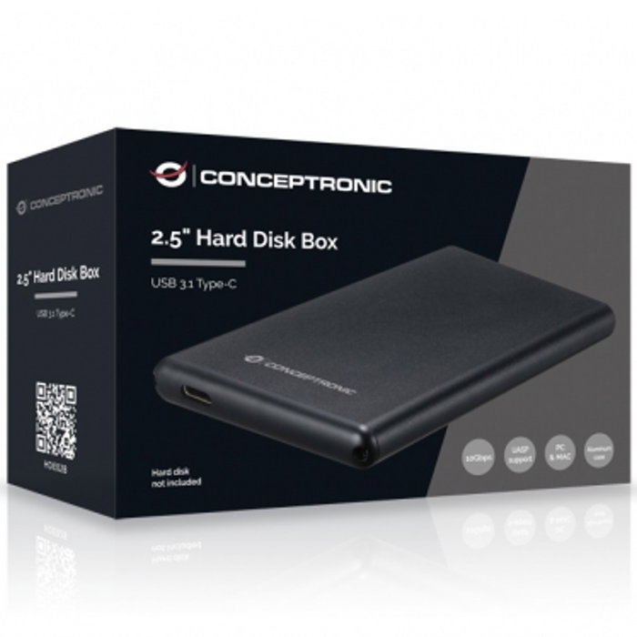 Conceptronic Caja externa HDD 2.5" USB-C 3.1 negra