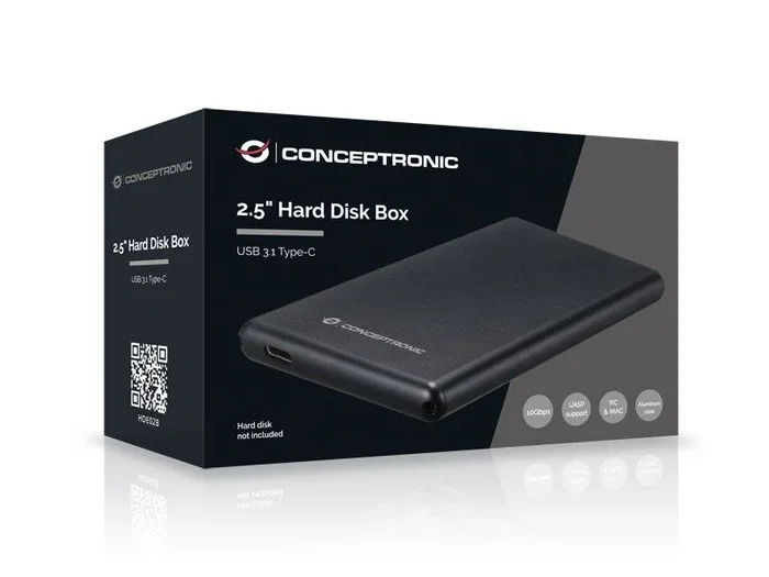 Conceptronic HDE02B Caja para disco duro 2.5 pol SATA USB-C