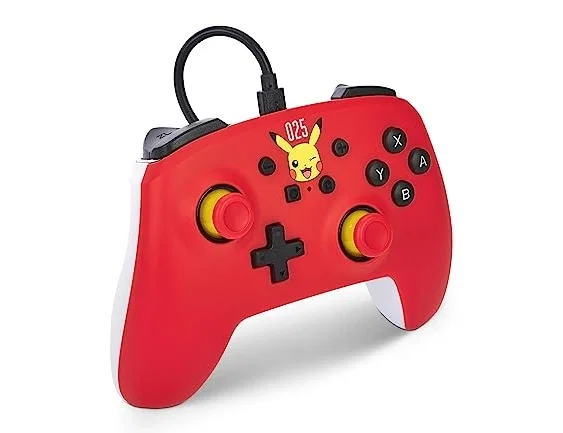 Power A Mando con Cable Laughing Pikachu Blanco Mate para Nintendo Switch