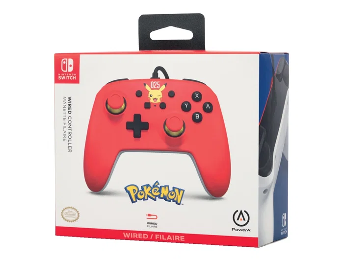 PowerA Mando con Cable para Nintendo Switch Laughing Pikachu Blanco Mate