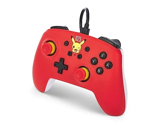 Power A Mando con Cable Laughing Pikachu Blanco Mate para Nintendo Switch