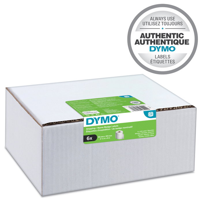 DYMO Etiquetas de Envío 54 x 101 mm Blanco - Pack de 6 Rollos