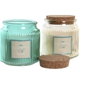 DKD Home Decor Surtido de 2 Velas de Cristal con Tapa, Azul y Blanco
