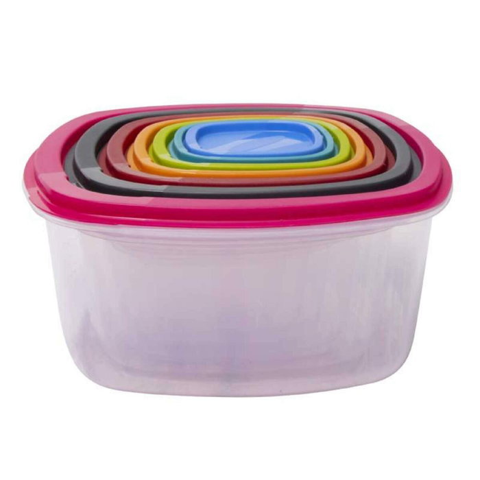 Excellent Houseware Set de 7 fiambreras de plástico con tapa de colores