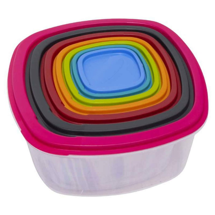 Excellent Houseware Set de 7 fiambreras de plástico con tapa de colores