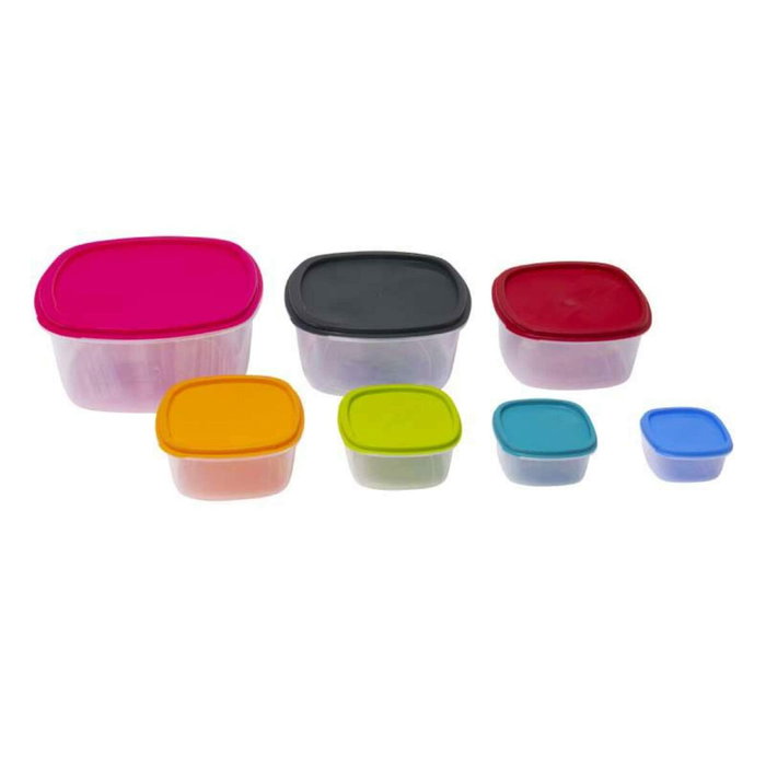 Excellent Houseware Set de 7 fiambreras de plástico con tapa de colores