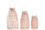 DKD Home Decor Set de 3 Lámparas Solares de Bambú con Asa de Metal, 20x20x36 cm