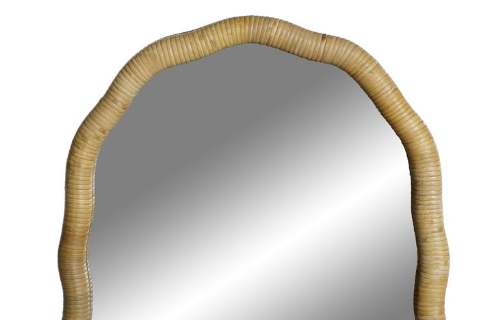 DKD Home Decor Espejo Scandi Natural Ratan y Cristal 4.5 x 120 x 51 cm