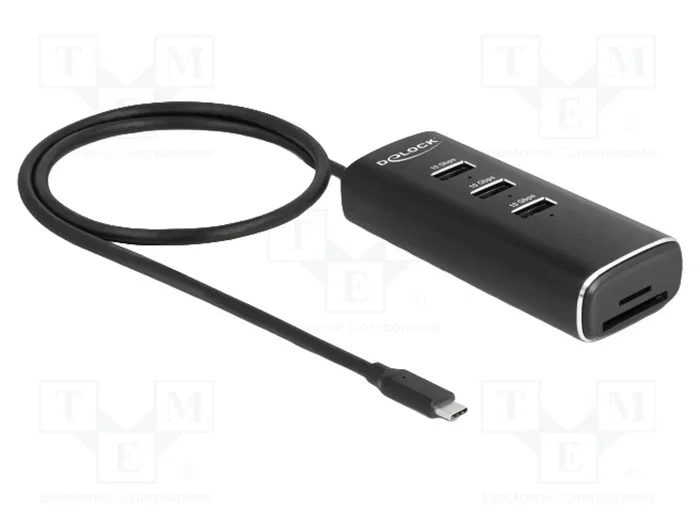 DeLOCK Hub USB 64234 con 3 Puertos y Lector de Tarjetas SD/Micro SD