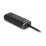 DeLOCK Concentrador USB 3 Puertos con Lector de Tarjetas SD/Micro SD y USB Type-C Negro