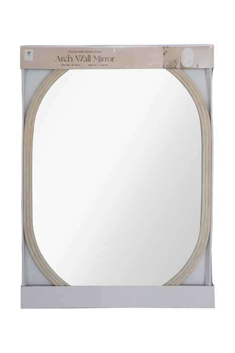 DKD Home Decor Espejo con Acabado Símil Ratán, Pack de 4, Beige y Natural