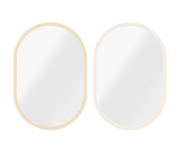 DKD Home Decor Espejo con Acabado Símil Ratán, Pack de 4, Beige y Natural