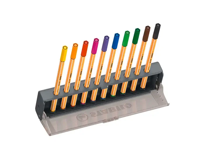 Stabilo Point 88 Set de 10 Rotuladores con Colores Surtidos y Estuche Rígido
