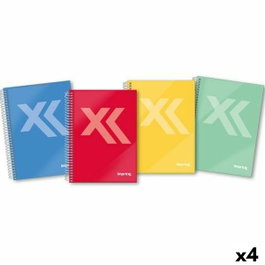 IMPREX Set de 4 Cuadernos Espiral A5 Tapa Forrada Colores Surtidos