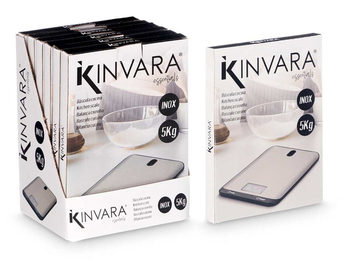 Báscula Digital Acero Inoxidable Kinvara 16x1.5x21.5cm Negra (Set de 12)