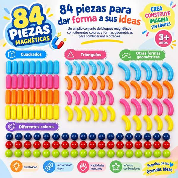 Jugatoys - pequemagnetics Juego de construcción Magnético infantil 84 piezas