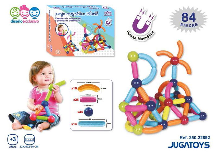 Jugatoys - pequemagnetics Juego de construcción Magnético infantil 84 piezas