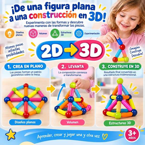 Jugatoys - pequemagnetics Juego de construcción Magnético infantil 84 piezas