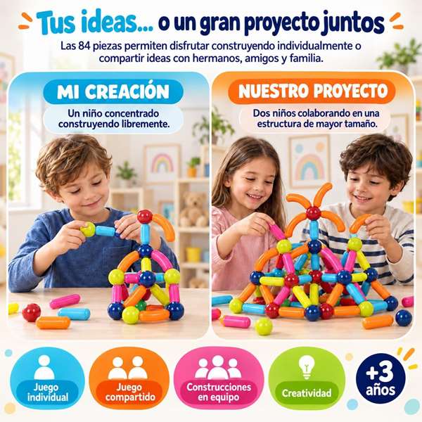 Jugatoys - pequemagnetics Juego de construcción Magnético infantil 84 piezas