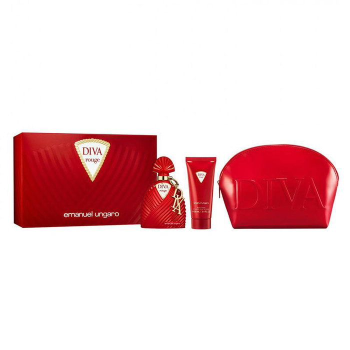 Emanuel Ungaro Diva Rouge Gift Set con Eau de Parfum 100ml, Loción 100ml y Bolso
