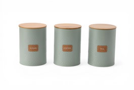 DKD Home Decor Bote Metal y Bambú Relieve Sunway Green 26 Verde Menta