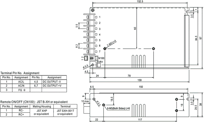 MEAN WELL HRP-100-24 Fuente de alimentación de impulso 108W 24VDC