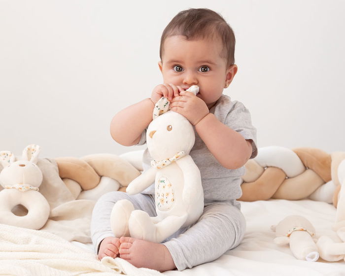 KioKids Peluche Conejito Blanco para Bebé, Suave y tierno, +0 meses