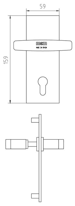 MCM Juego de Pomo y Manivela con Escudo para Puerta de Garaje 1511EP MCM Juego de Pomo y Manivela con Escudo para Puerta de Garaje 1511EP