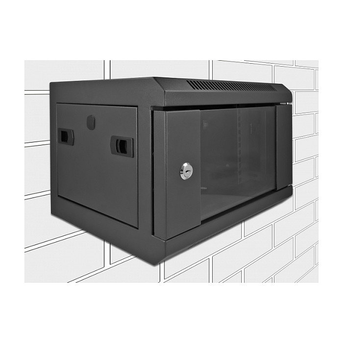 DeLOCK Gabinete de red 10″ 4U con puerta de vidrio negro DeLOCK Gabinete de red 10″ 4U con puerta de vidrio negro