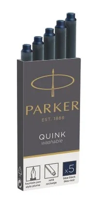 Parker Pack de 5 Cartuchos de Tinta Quink Negro y Azul