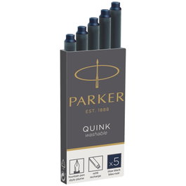 Parker Pack de 5 Cartuchos de Tinta Quink Negro y Azul