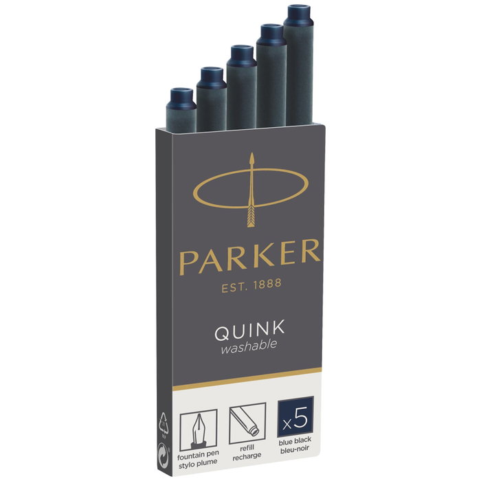 Parker Cartuchos de Tinta Quink Negro y Azul (Pack de 5) تقدmido para Pluma Estilográfica