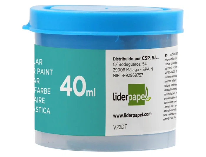 Liderpapel Témpera escolar azul cian 40 ml (Pack de 5)ように