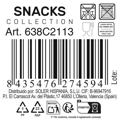 La Mediterranea Bol para Snacks Colores (48 Unidades) 12,2 x 10,2 x 4,7 cm