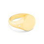 Secrecy Anillo Sello Redondo de Plata de Ley con Baño de Oro de 18K, Talla 14