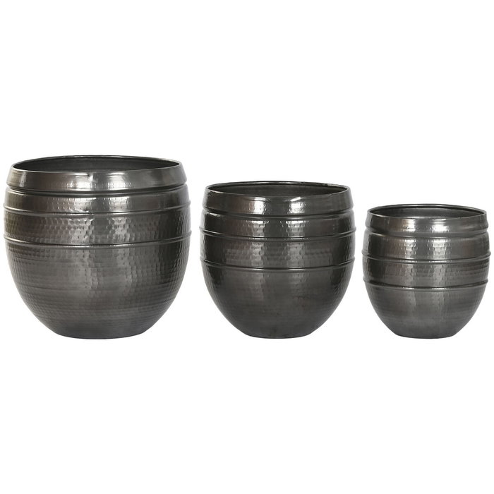 DKD Home Decor Set de 3 Maceteros de Aluminio Gris Brillante 40x40x40,5 cm