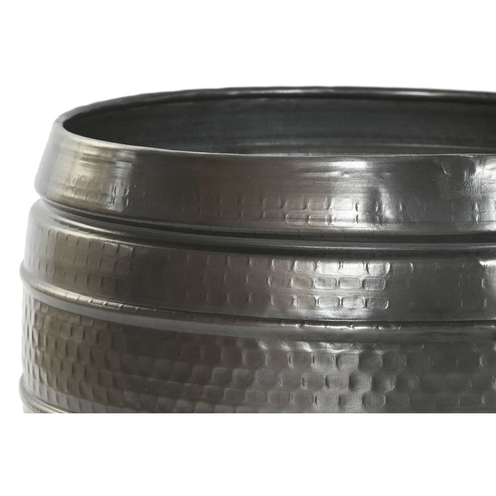 DKD Home Decor Set de 3 Maceteros de Aluminio Gris Brillante 40x40x40,5 cm