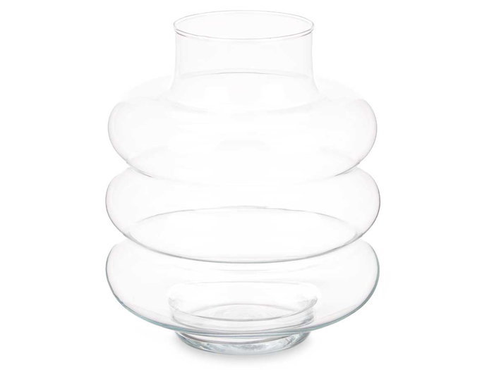 Giftdecor Jarrón Cristal Cloud - Diseño Moderno de Vidrio Transparente, 23 cm de Ancho x 26 cm de Alto - Regalo para el Hogar