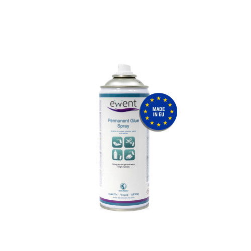 Ewent EW5626 Spray de Pegamento Permanente, Secado Rápido para Metales, Plásticos, Papel, Corcho, Tela y Poliestireno