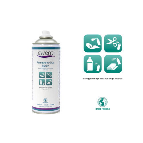 Ewent EW5626 Spray de Pegamento Permanente, Secado Rápido para Metales, Plásticos, Papel, Corcho, Tela y Poliestireno