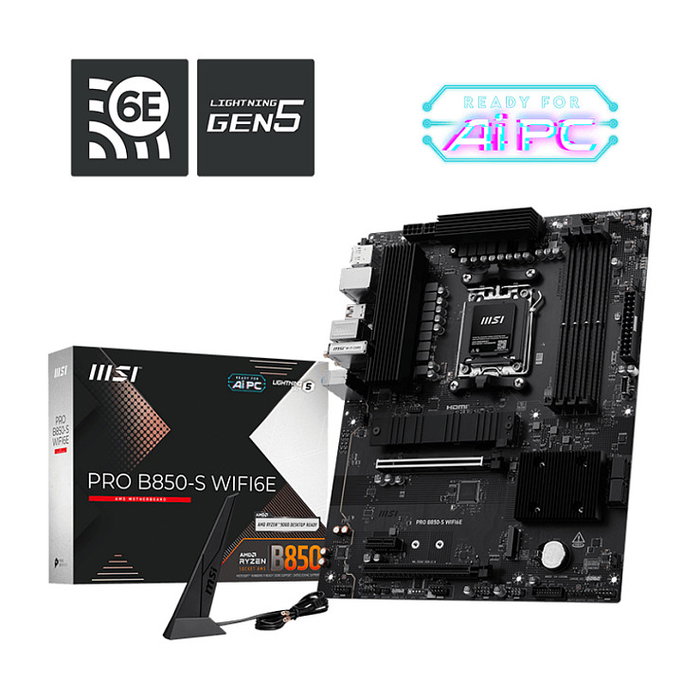 MSI Placa Base PRO B850-S WiFi 6E B850 AM5 ATX DDR5