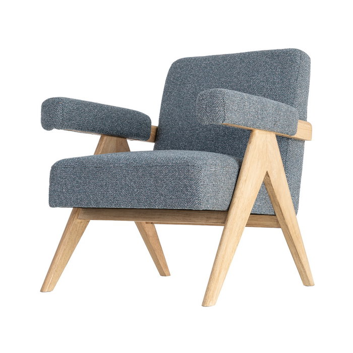 Sillón Azul Tejido-Madera Salón 74 X 76 X 85 cm Sillón Azul Tejido-Madera Salón 74 X 76 X 85 cm