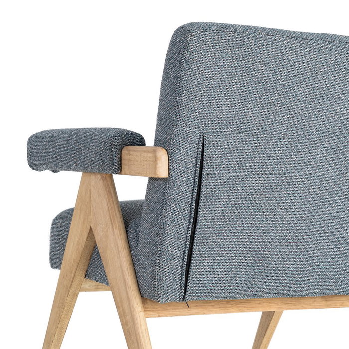 Sillón Azul Tejido-Madera Salón 74 X 76 X 85 cm Sillón Azul Tejido-Madera Salón 74 X 76 X 85 cm