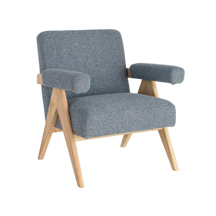 Sillón Azul Tejido-Madera Salón 74 X 76 X 85 cm Sillón Azul Tejido-Madera Salón 74 X 76 X 85 cm