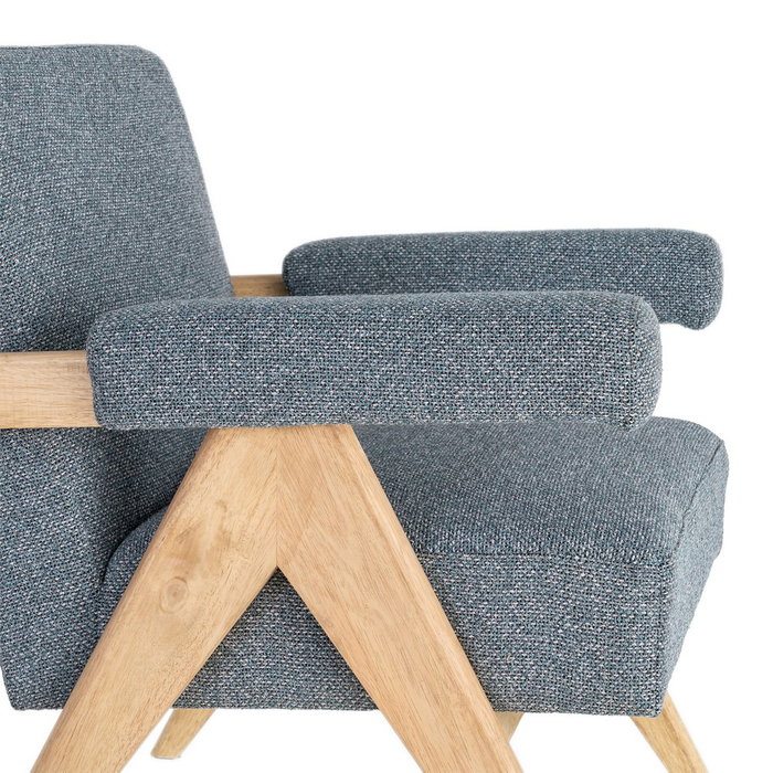 Sillón Azul Tejido-Madera Salón 74 X 76 X 85 cm Sillón Azul Tejido-Madera Salón 74 X 76 X 85 cm