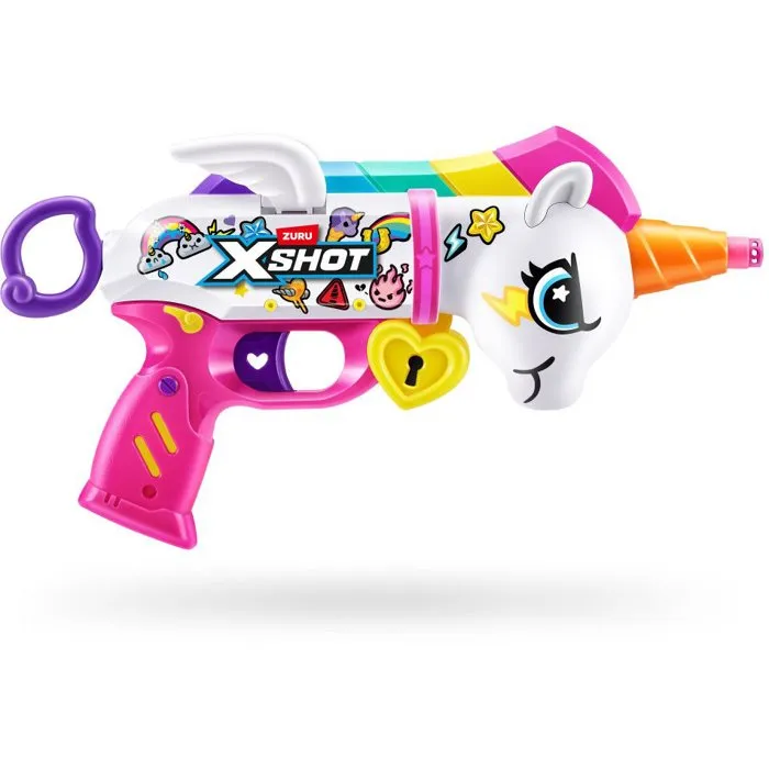ZURU XSHOT Skins BlasterCorn Heartbreaker - Pistola de dardos para niños + 16 dardos - Juguete para mayores de 8 años ZURU XSHOT Skins BlasterCorn Heartbreaker - Pistola de dardos para niños + 16 dardos - Juguete para mayores de 8 años