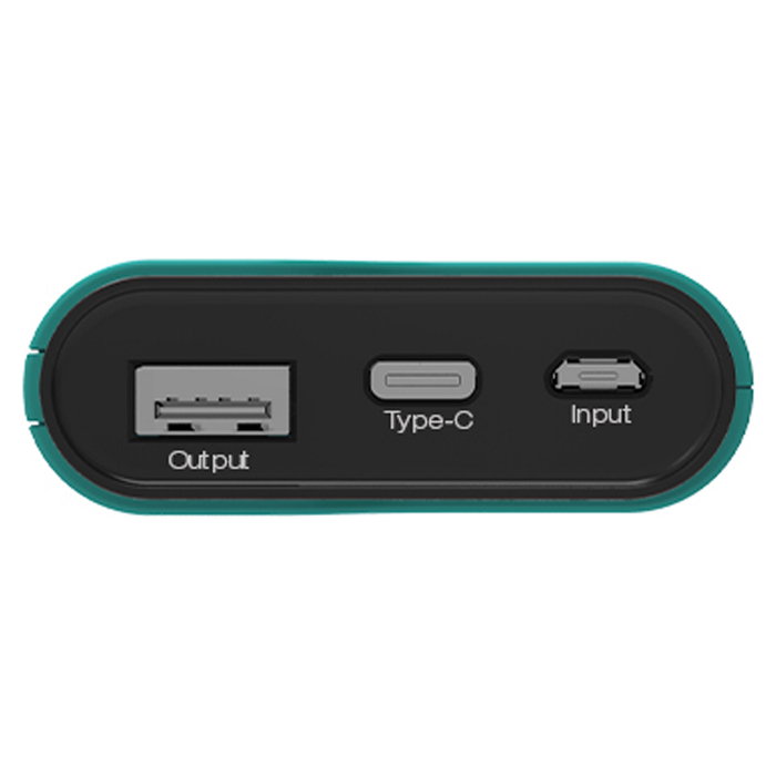 RealPower Powerbank PB-7500C 7500 mAh Doble Salida USB Color Negro/Verde con Cable MicroUSB y Tipo C Incluido