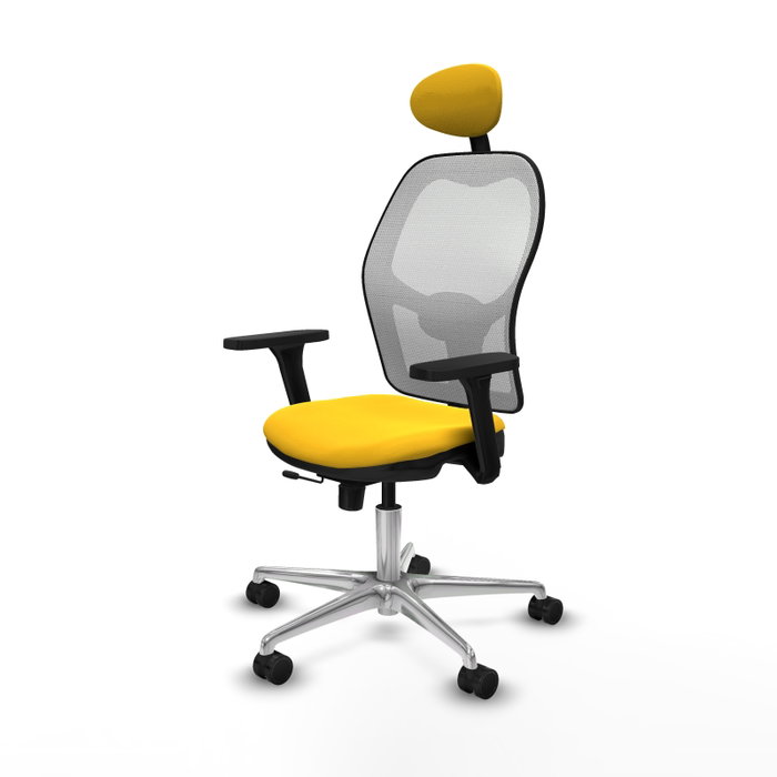 PIQUERAS Y CRESPO Silla de oficina Jorquera con mecanismo Sincro/Traslack, Amarillo y Blanco