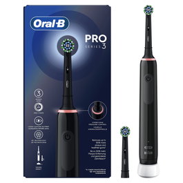 Oral-B Pro 3 3000 CrossAction Black Edition Cepillo Dental Eléctrico Recargable con 3 Modos y 2 Cepillos de Repuesto