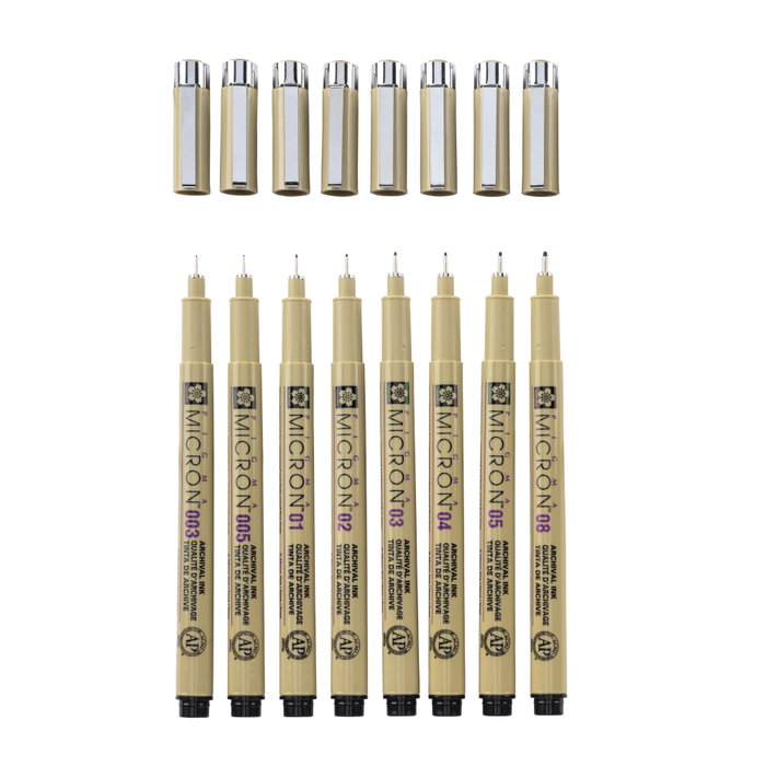 Sakura Pigma Micron Estuche de 8 Puntafinas Negros